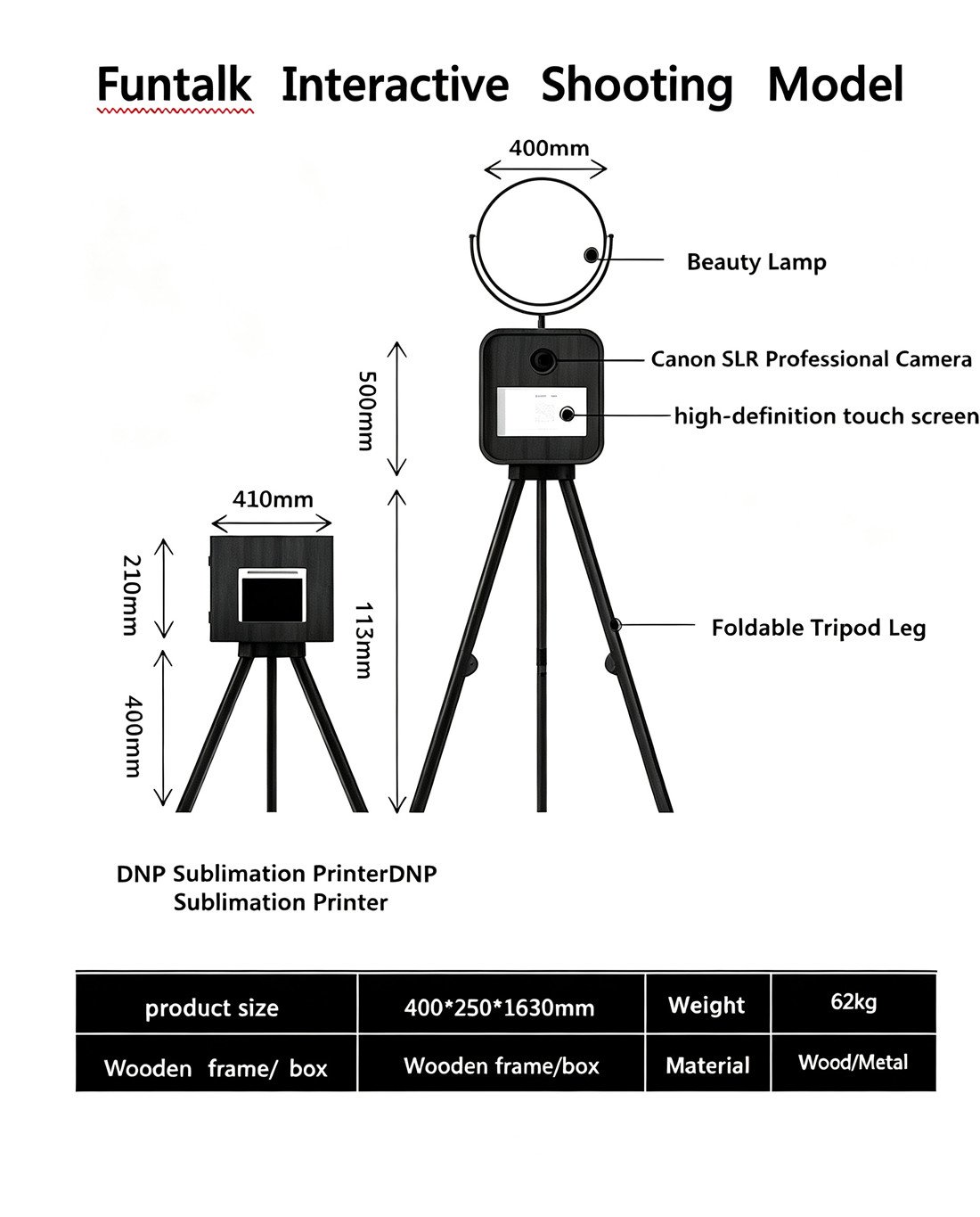 Portable Digital Photo Sticker Booth, Self‑Service Photobooth Kiosk Instant Photo Print Machine For Events, Wedding, Arcade 1 副本1