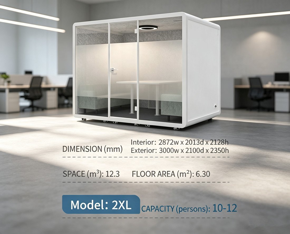 2XL Big Acoustic Meeting Pod with Ventilation & LED Light for Group Training (1) (2)